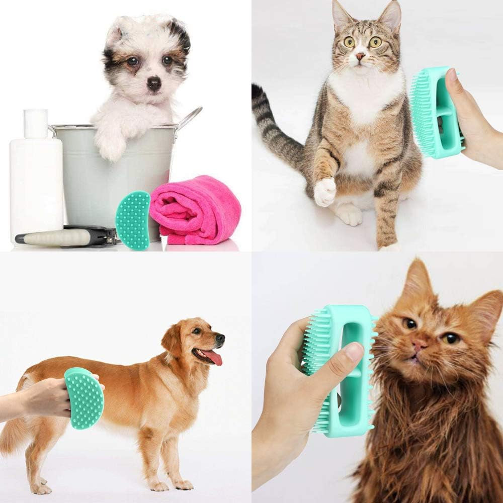 Dog Brush & Cat Brush, Soft Silicone Dog Grooming Brush, Pet Bath & Massage Brush for Cats and Dogs with Short or Long Hair, Cat Slicker Shedding Hair Brush for All Pet Sizes