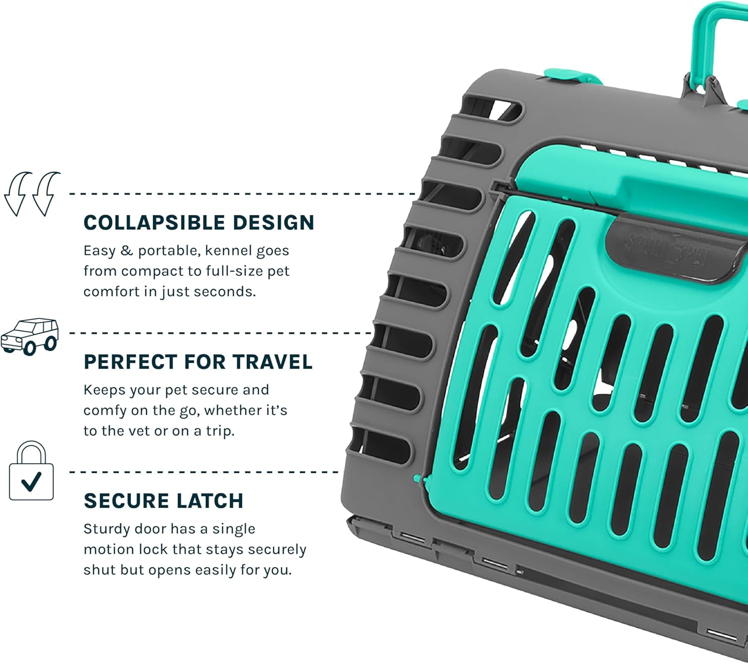 Foldable Travel Cat Carrier - Front Door Plastic Collapsible Carrier Collection, Waterproof Bed