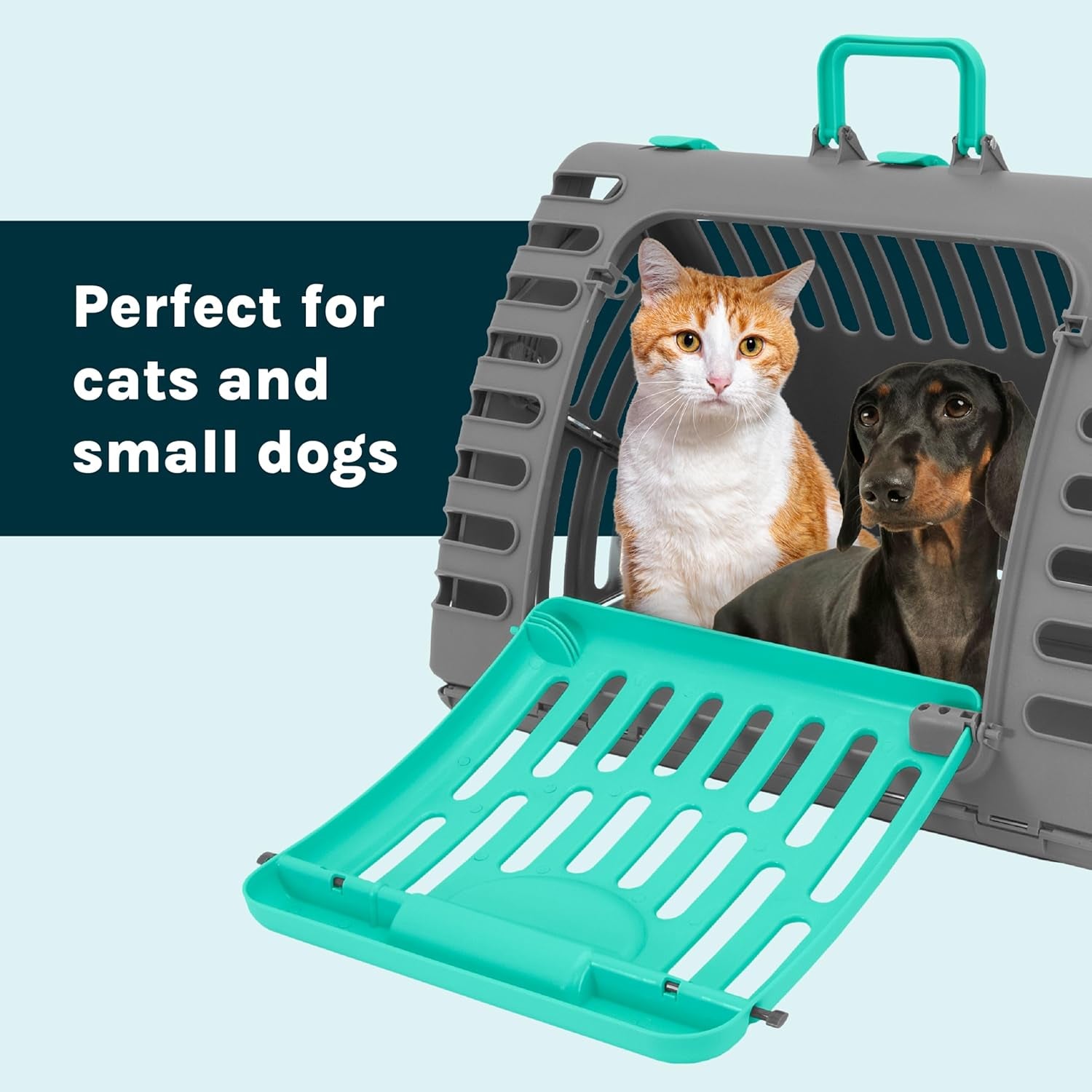 Foldable Travel Cat Carrier - Front Door Plastic Collapsible Carrier Collection, Waterproof Bed